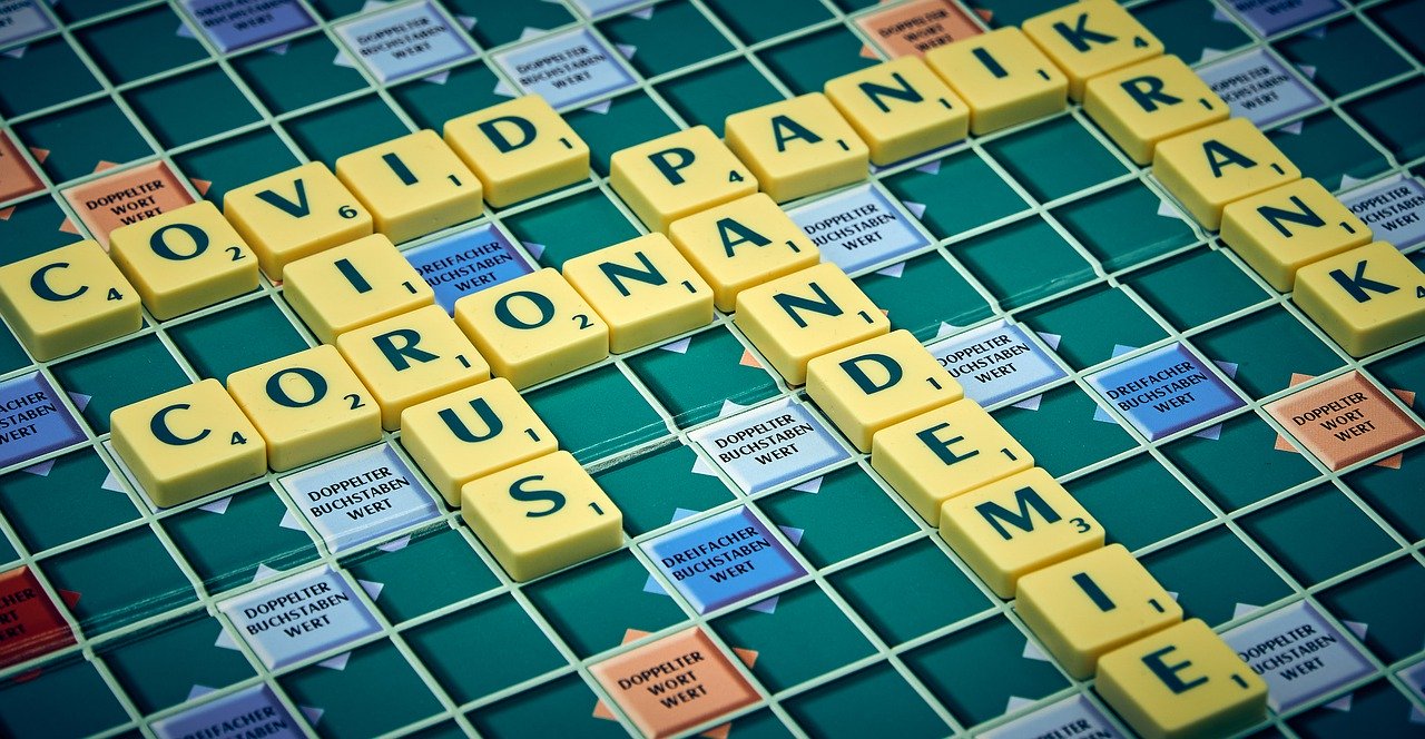 scrabble board that says coronavirus COVID19 corona virus scrabble